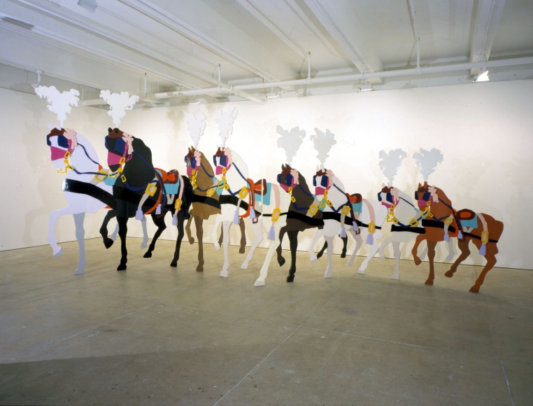 Wagenburg, 2001, Wood, high gloss enamel paint and hinges