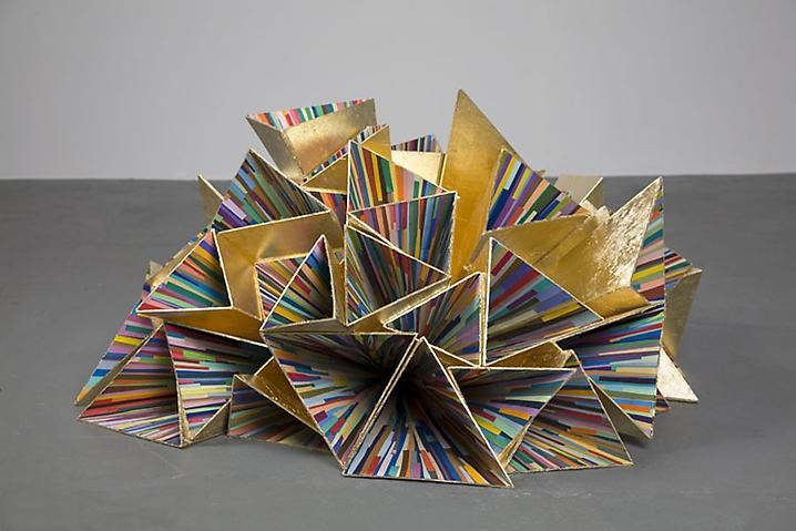 Inversion (Seventh Wonder) 2007-08, Wood, gold leaf, acrylic, and color aid paper strips