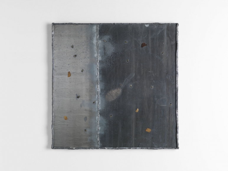 Untitled (Serie piombi specchio 1972/2000), 1998, Lead, tin, copper, wicks, rose petals