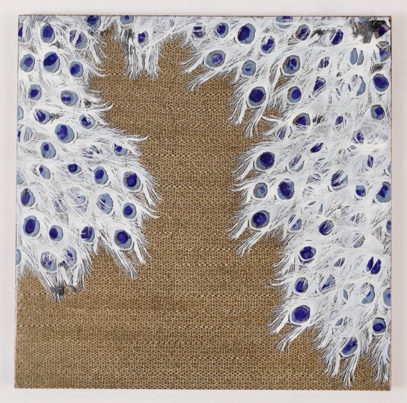 Untitled, 2014, Silkscreen ink and marquetry on wood