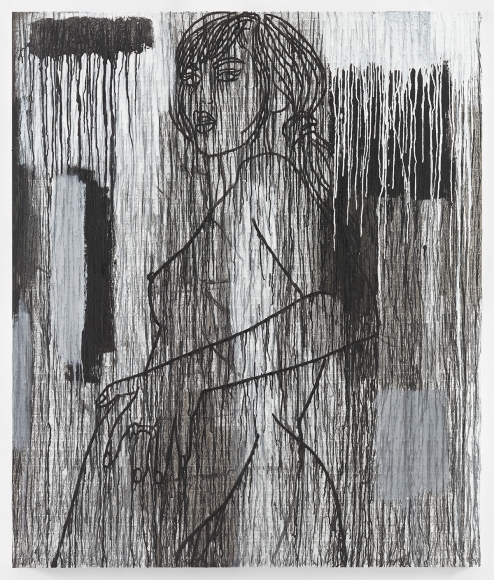 La Mariée en Blanc et Noir, 2016, Acrylic and embroidery on canvas