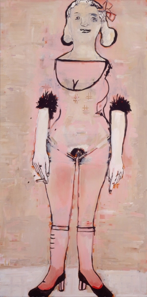 portrait of a woman in pink smoking by hannah van bart