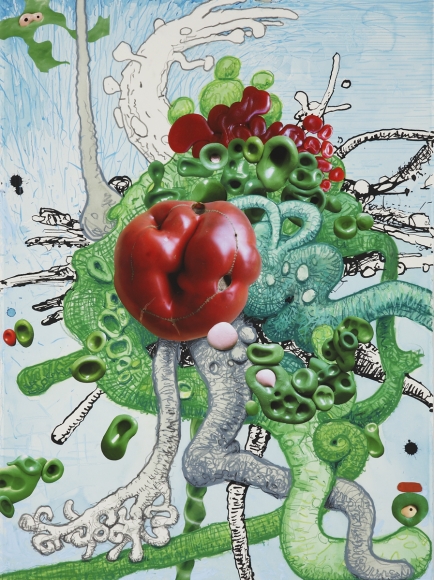 Untitled, 2008, Graphite,watercolor, Flashe in collaged inkjet, crayon and color pencil