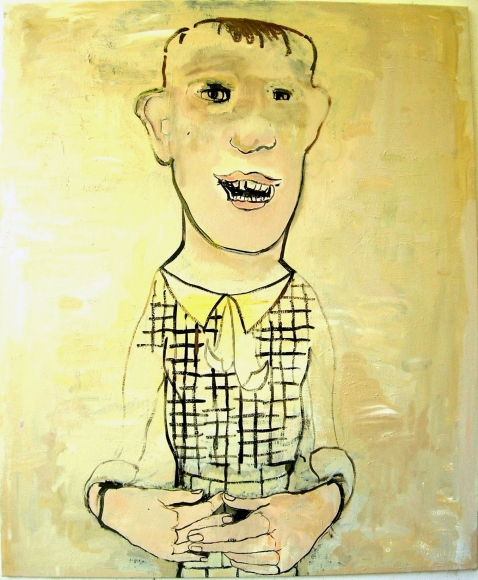 portrait of a woman in yellow by hannah van bart