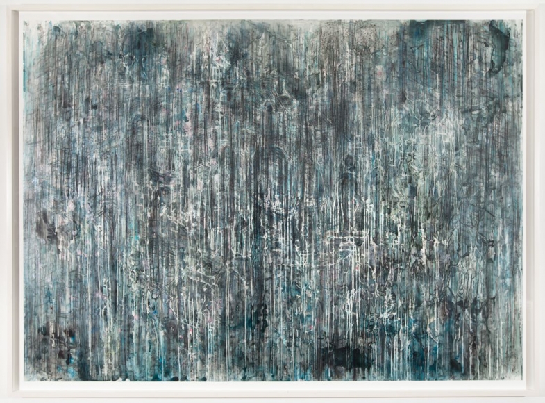 blue sculptural painting by diana al-hadid