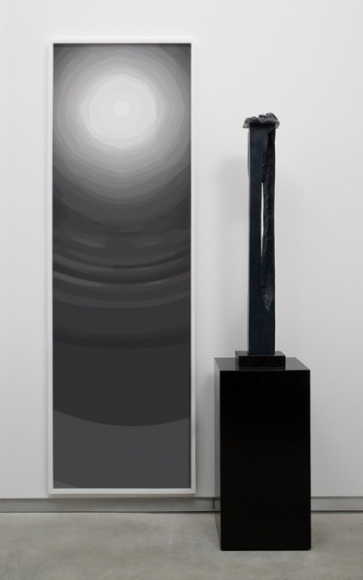 arrangement by anthony pearson with rectangular black scultpure and painting