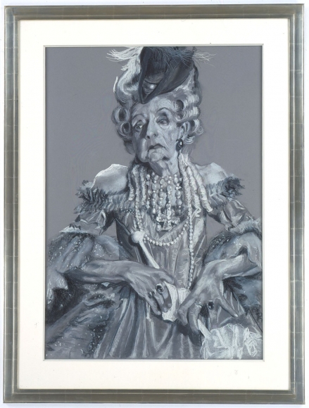 grey portrait of an elderly woman by rachel feinstein
