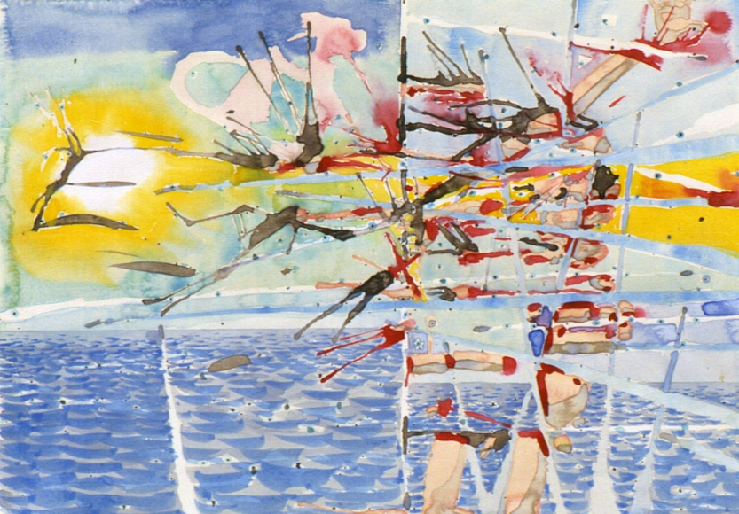 Blown to Bits, April 30, 2000, Watercolor on paper