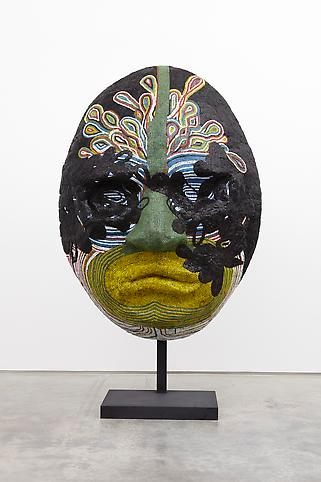 Mask Vision, 2009, Wood, fiberglass, glass tile, silicone, steel base