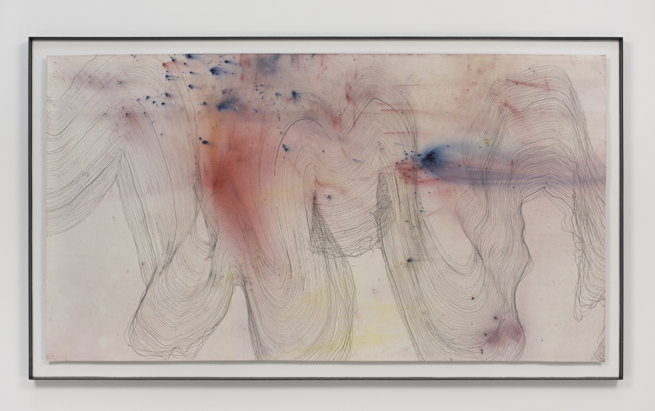 a painting with graphite and pigment by jay heikes exhibited in a nyc gallery