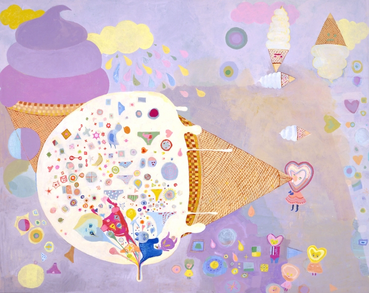 ice cream cone with purple background by chinatsu ban