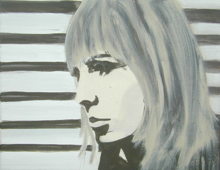 monochrome portrait of a woman with striped background by stephanie dost