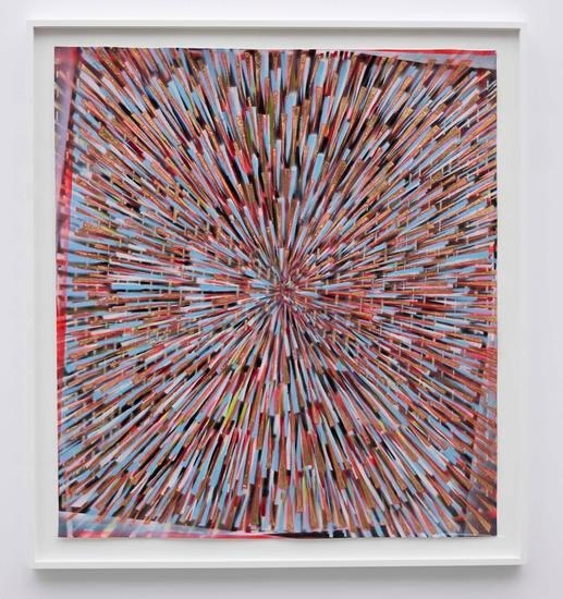 Inversion visions (Gold dashes, multi-color and gold), 2014, Spray paint and acrylic