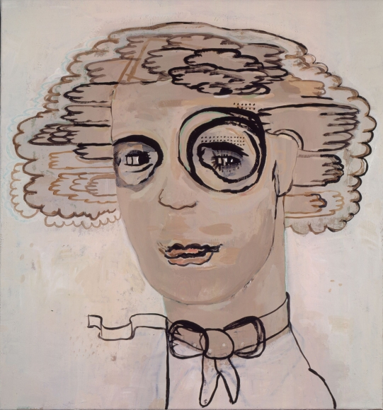 portrait of a woman with a bow on neck by hannah van bart