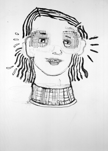 Girl's Head, 2004, Graphite on paper
