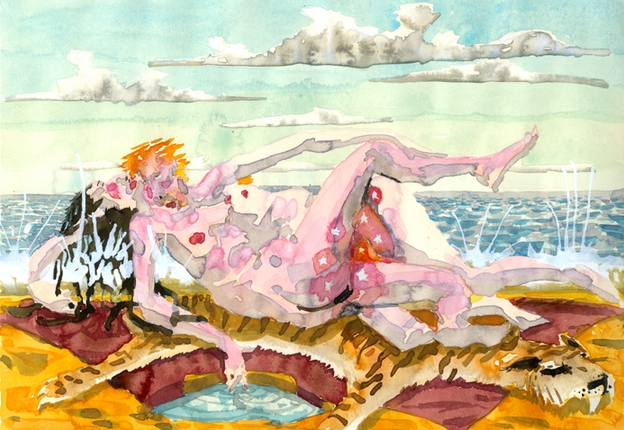 Tingling Couple 1, January 6, 2001, Watercolor on paper