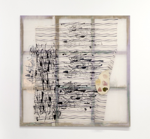 a silkscreen artwork by jessica jackson hutchins of calligraphy or musical notations