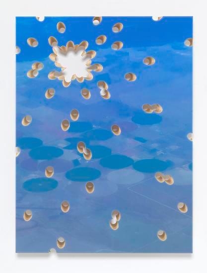 Lot 081816 (fallow fields shot), 2016, Pigmented epoxy resin, archival inkjet print on wood panel support with steel hardware