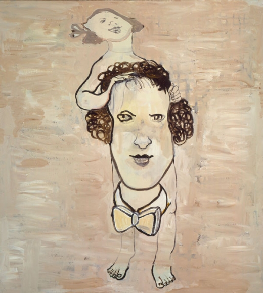 portrait of a woman with two heads by hannah van bart