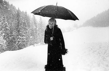 Mary Ellen Mark, Catherine Deneuve waiting in the snow on the set of Mississippi Mermaid, Grenoble, France, 1969