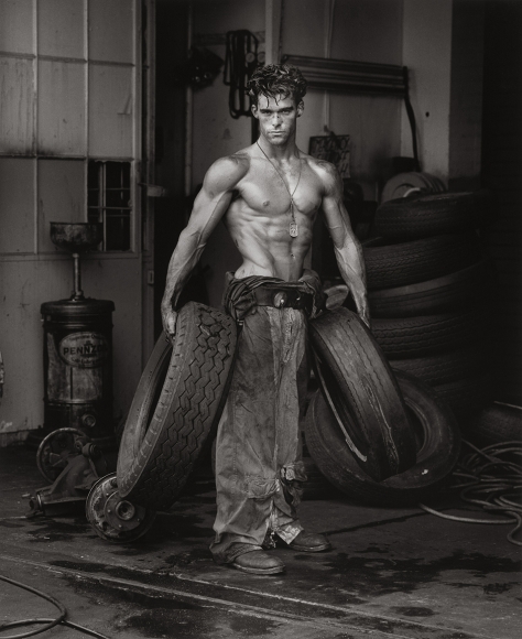 Herb Ritts, Fred with Tires, Hollywood, 1984