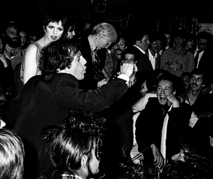 Ron Galella Steve Rubell, Liza Minnelli, Bianca Jagger and Andy Warhol at Studio 54's first anniversary party, NYC, April 26, 1978