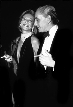 Rose Hartman, Nan Kempner and Kenneth Jay Lane at Christie’s, New York, 1986