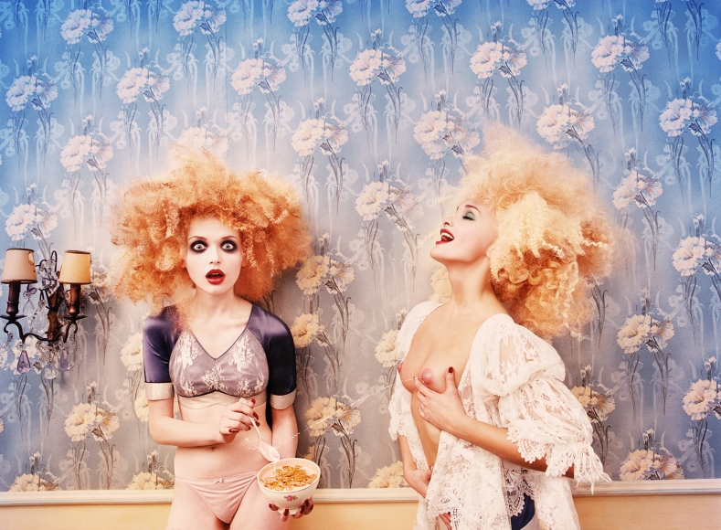 David LaChapelle, Milk Maidens, Alla and Tara in Galliano, Paris, Stern, 1996