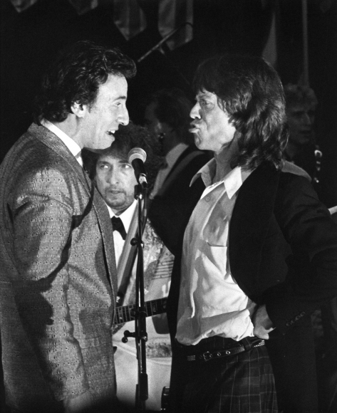 Ron Galella, Bruce Springsteen, Mick Jagger, and Bob Dylan, 1988