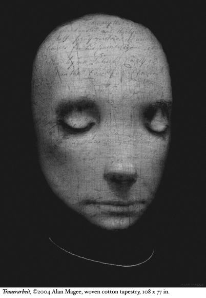 Alan Magee, Trauerarbeit, 2004, woven cotton tapestry, 111 x 79 inches, Edition 3/9