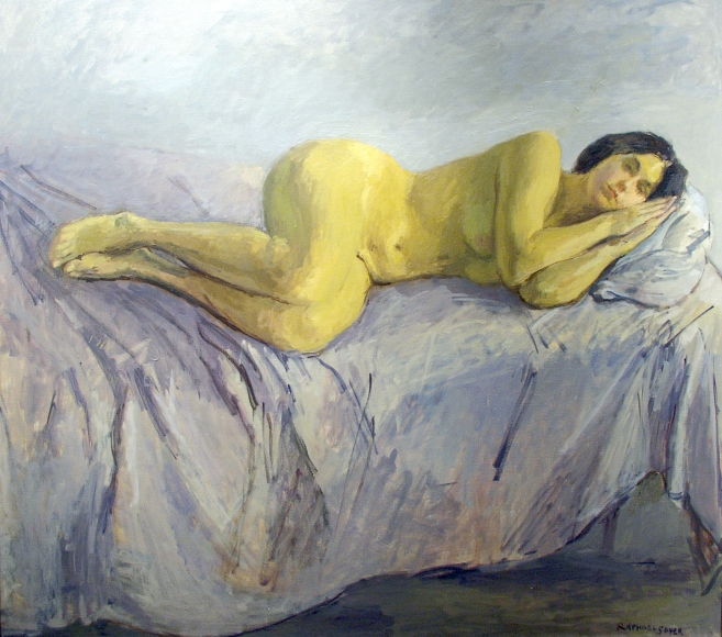 Raphael Soyer, Nude, 1980, oil on canvas, 50 x 54 inches