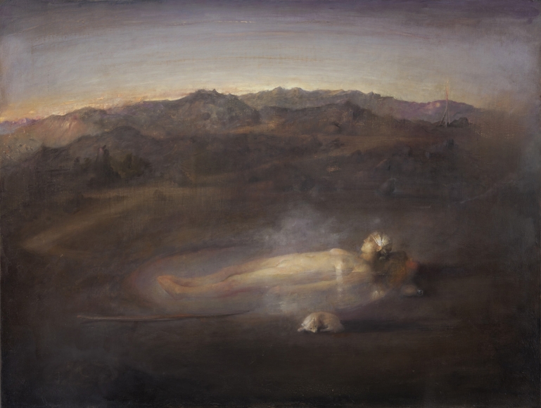 Odd Nerdrum, Icelandic Bath, oil on canvas, 48 x 36 1/4 inches