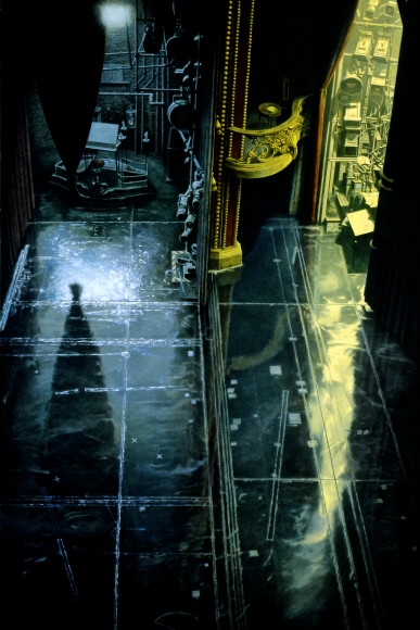 craig mcpherson, Empty Stage (Fly Rail), 2001-04, oil on linen, 72 x 48 inches
