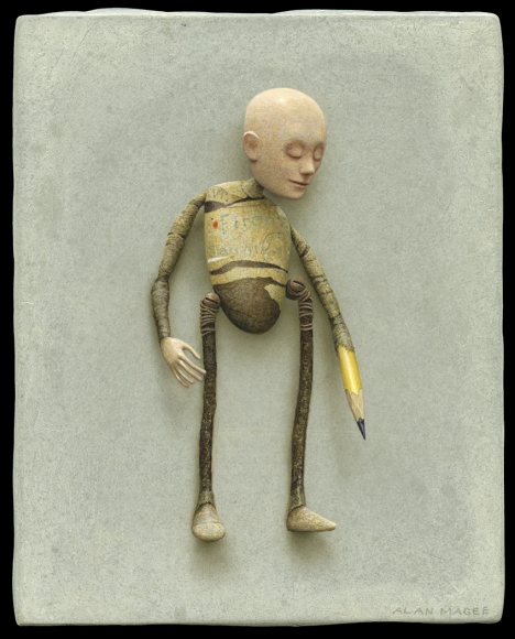 alan magee, il Beato Angelico, 2016, acrylic and oil on panel, 10 x 8 inches