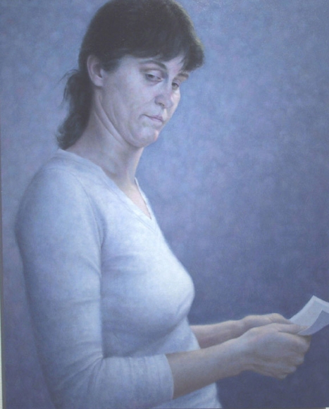 michele fenniak, Glance, 2004, oil on panel, 19 3/4 x 15 3/4 inches