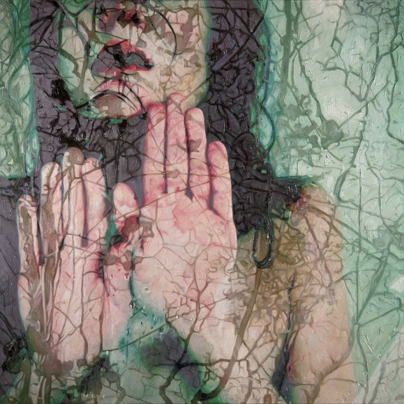 alyssa monks, I Said No, 2018, oil on linen, 36 x 36 inches