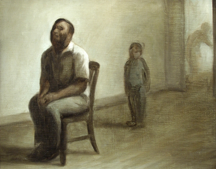 wade schuman, Study for “Blind Singer”, 1992, oil on linen mounted on panel, 12 3/4 x 15 3/4 inches