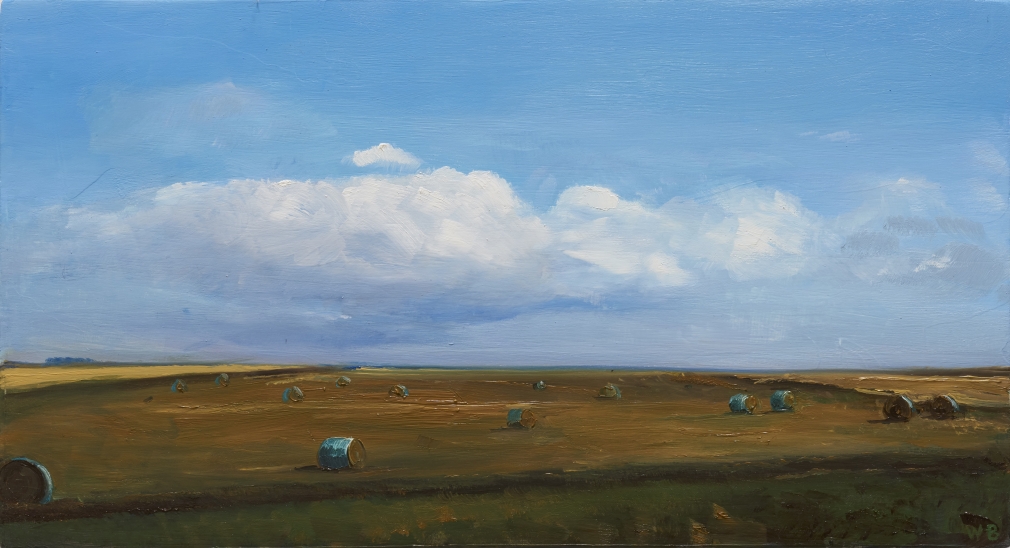 William Beckman, Bales #6, 2020, oil on panel, 7 3/8 x 13 1/2 inches