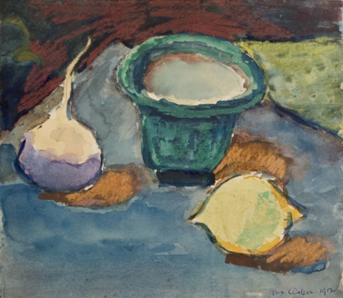 Max Weber, Still Life, 1912, watercolor and gouache on paper, 7 3/4 x 9 inches