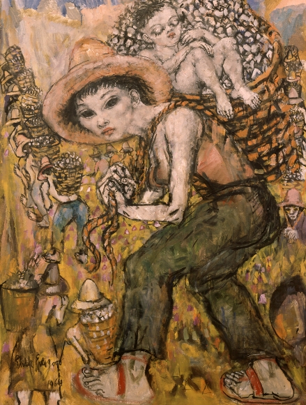 philip evergood, Double Burden, 1964, oil on canvas, 40 x 30 inches