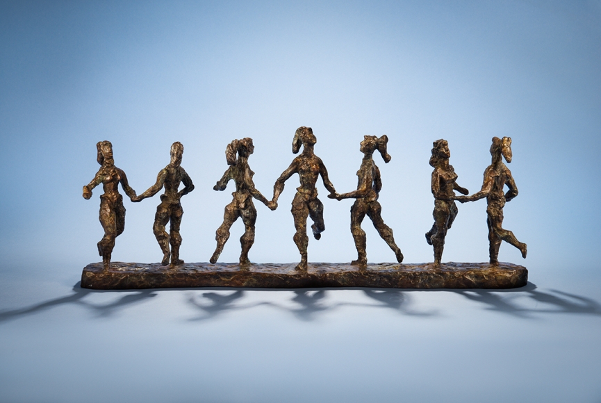Chaim Gross, Seven Circus Girls, 1960, bronze, 10 1/2 x 28 x 7 inches