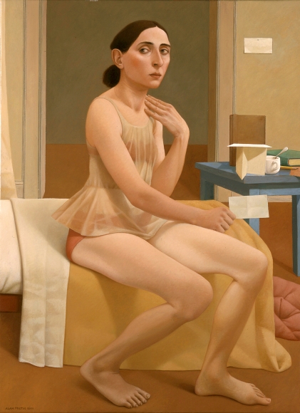 Alan Feltus, Guest Bed, 2001, oil on linen, 43 1/4 x 31 1/4 inches