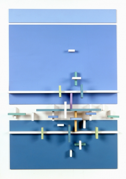 Eli Bornstein, Structurist Relief No. 1-I (Sea Series), 1966, oil on wood, 29 3/4 h x 21 w x 5 d inches
