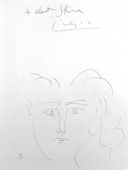 Pablo Picasso, Tête de femme (Dora Maar), c. 1942, pen and India ink on paper, 14 1/2 x 10 7/8 inches