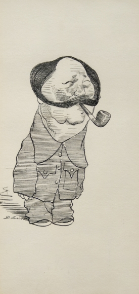 David Levine Mao, n.d., ink on paper, 10 1/2 x 5 inches