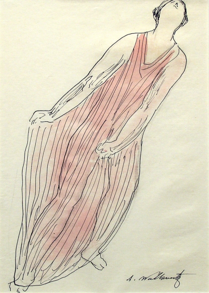 Abraham Walkowitz, Isadora Duncan (SOLD), c. 1910, ink, pencil & watercolor on paper, 10 x 8 inches