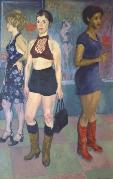 Raphael Soyer, Eighth Avenue, 1977, oil on canvas, 50 x 32 inches