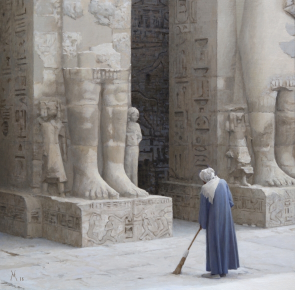 guillermo munoz vera, Egyptian in Egypt II / Egipcio en Egipto II, 2016, oil on canvas mounted on panel, 35 1/2 x 35 1/2 inches