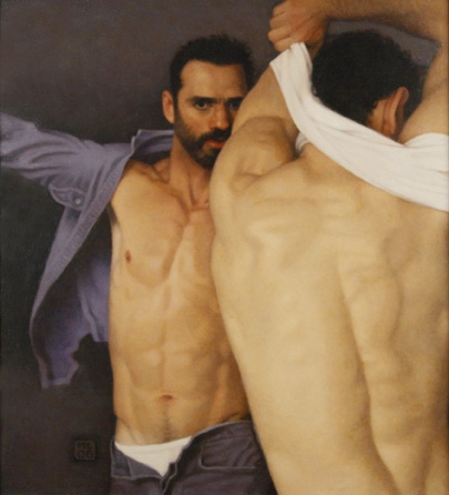 Michael Leonard, Changing Room II, 2006, alkyd-oil on masonite, 22 1/2 x 20 1/2 inches