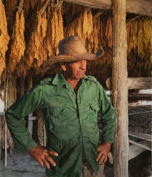 Rance Jones, Tobaco Cubano, 2019, watercolor on paper, 21 1/2 x 18 1/2 inches